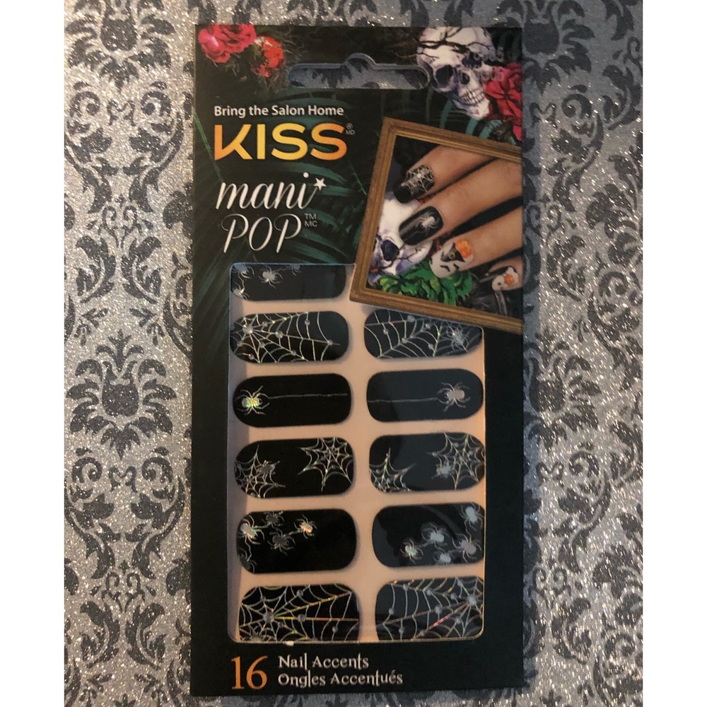 KISS Mani POP 16 Nail Accents - Press-on Nails in “Tombstone” (Goth)